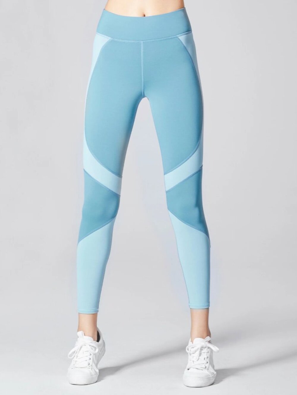 MICHI Designer Colorblock Leggings Steel Blue Geometric Activewear Size XS